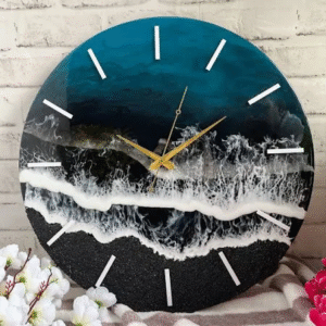 black ocean theme resin wall clock (10 inch)