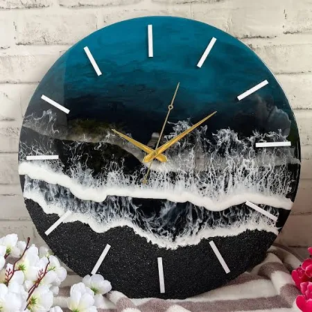 black ocean theme resin wall clock (10 inch)