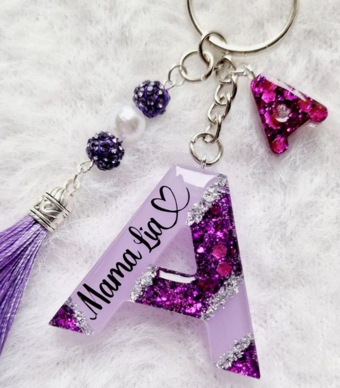 resin key chain "a" letter