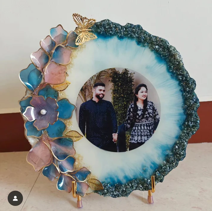 resin photo frame with 3d flowers
