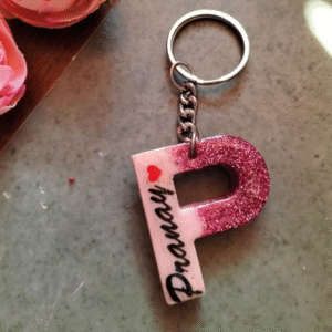 resin key chain “p” letter