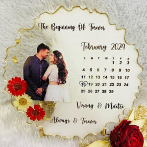 white and transparent themed couple resin frame