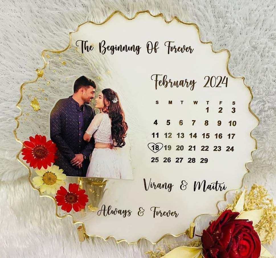 white and transparent themed couple resin frame