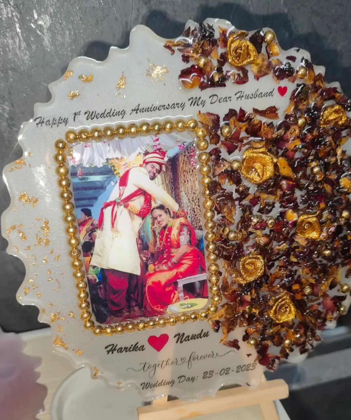 wedding bloom resin frame